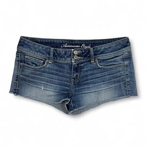 Y2K American Eagle Micro Mini‎ Denim Shorts Women's 10 Low Rise Cut Off